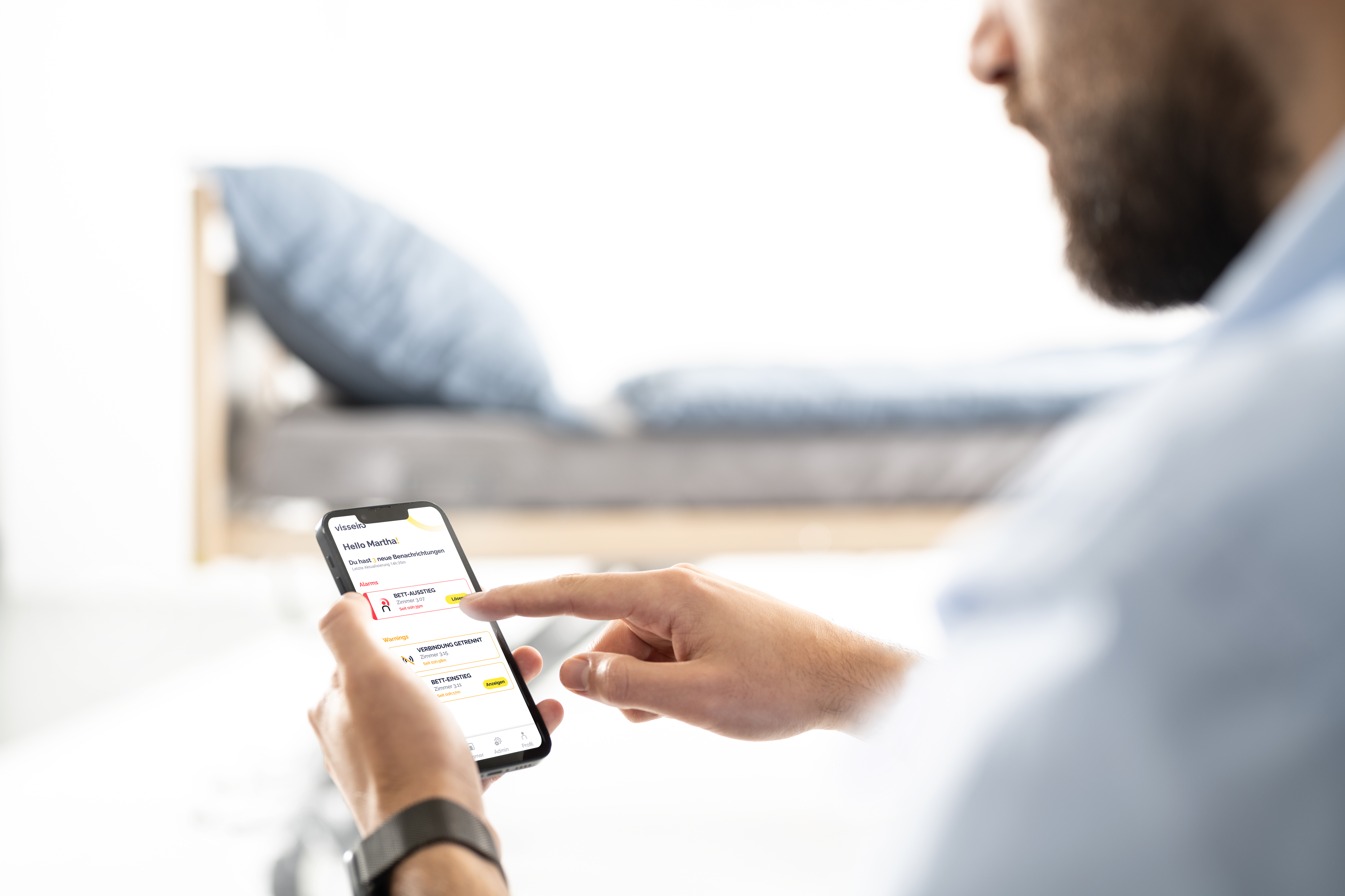 Pflegebett mit LAROsense App